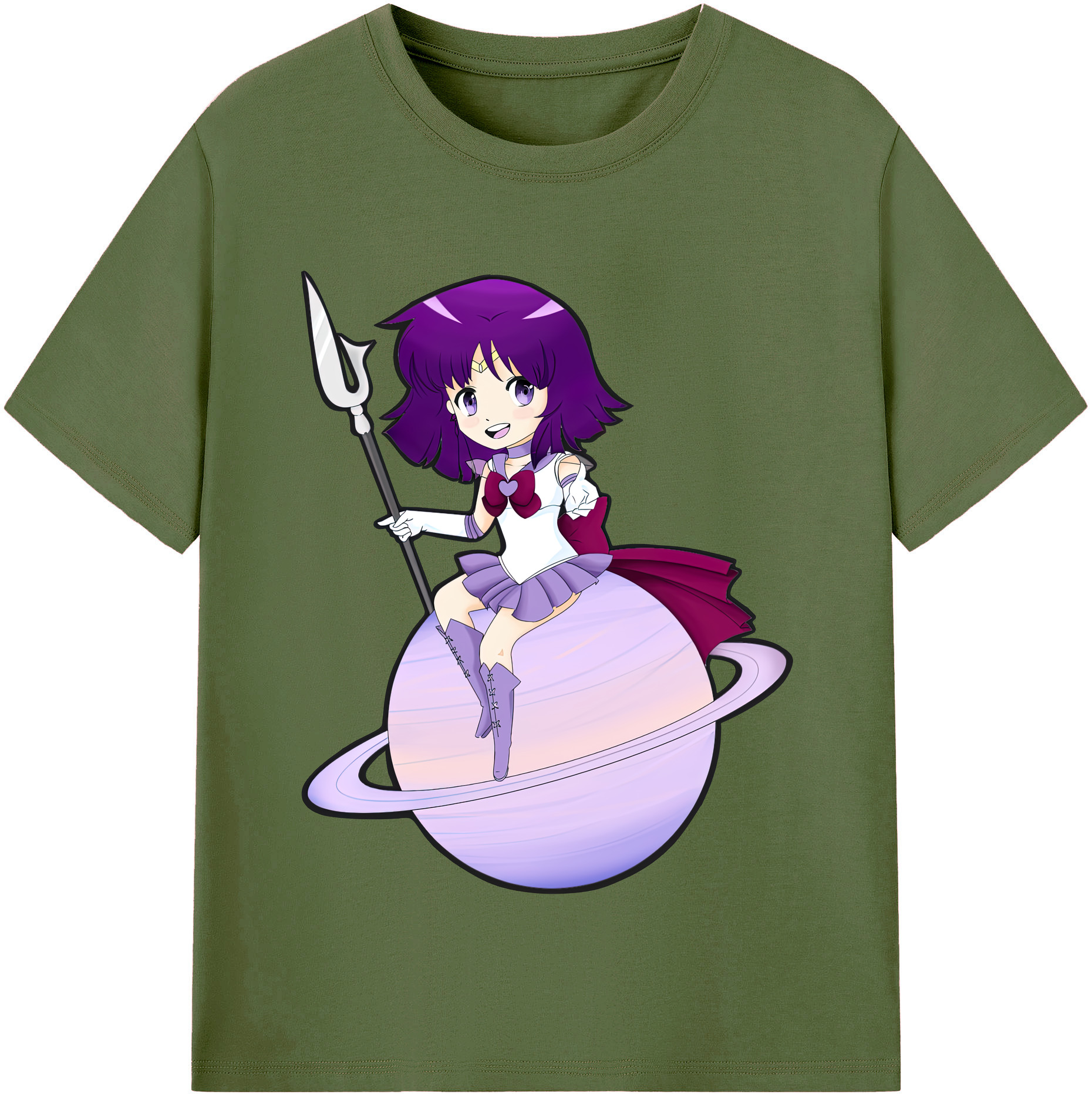 （画像用） 美少女戦士セーラームーン 土萠ほたる Sailor Moon Tomoe Hotaru （セーラーサターン；Sailor Saturn） 綿100％半袖Tシャツ（フロントプリント）